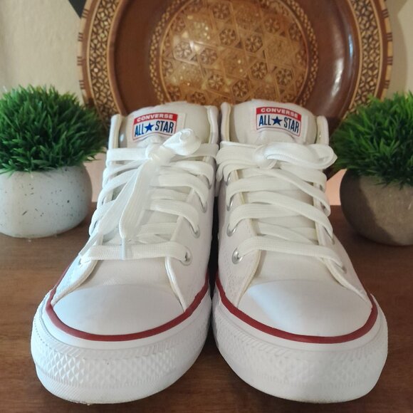 SOLD🟣🟣🟣🟣🟣🟣🟣🟣Chuck Taylor All Star Mid  Canvas White Sneakers Men's 8 - Picture 4 of 11